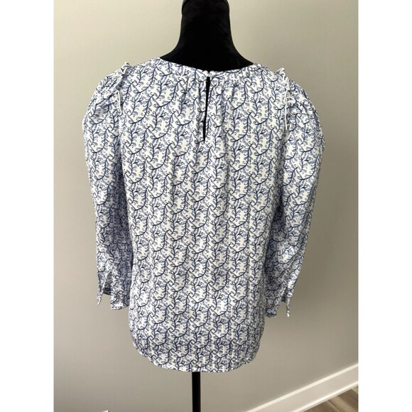 NWT LOFT Women's Classy Print Ruffle Shoulder Blouse sz S Career Summer MSRP $69 - Picture 8 of 15